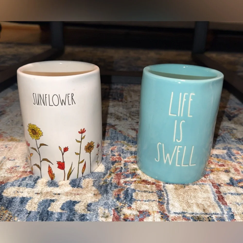 NWT Rae Dunn DW Home x Magenta ceramic candles 13.2oz life is swell/sunflower